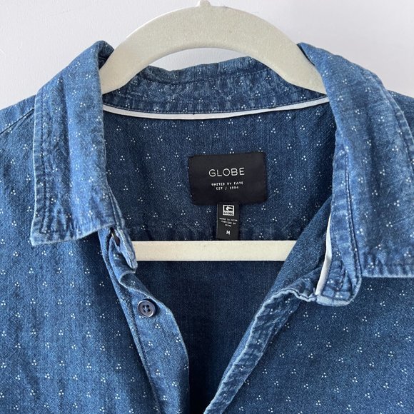 Globe Men's Denim Printed Button Down Shirt - Picture 2 of 6
